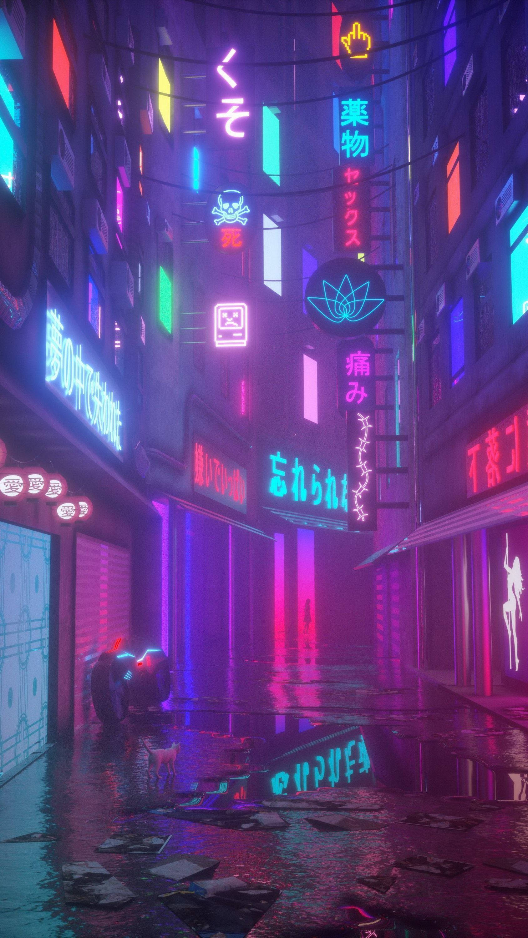 浅紫色霓虹招牌美学 壁纸