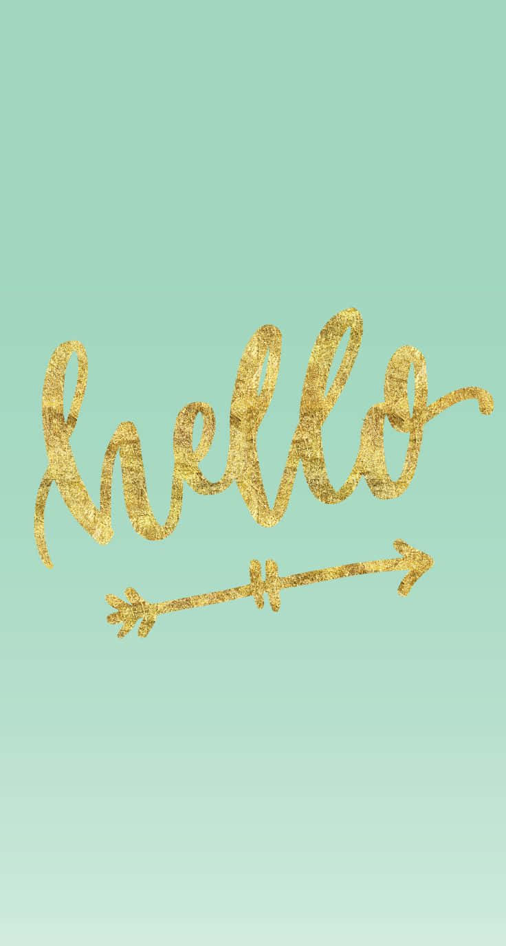浅绿背景金色Hello 壁纸