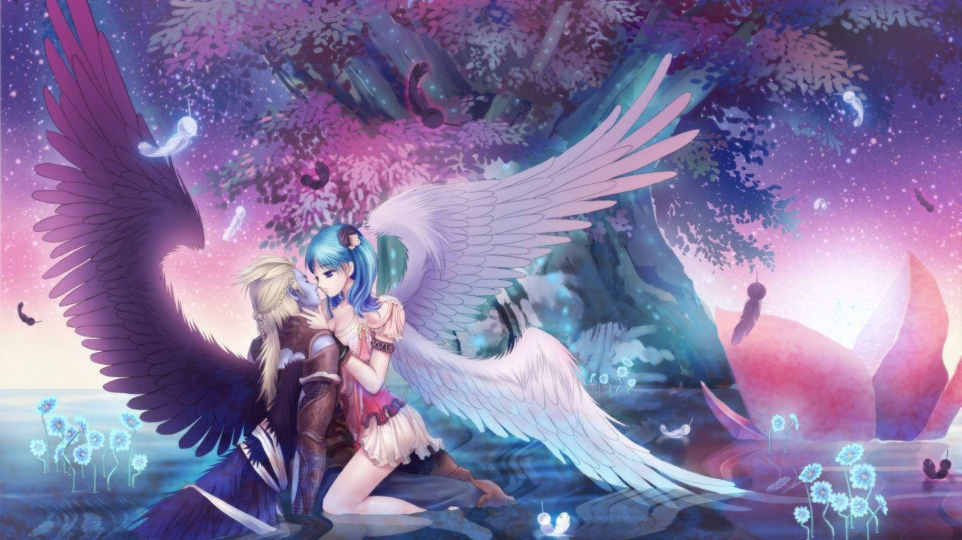 浪漫动漫天使与恶魔 壁纸