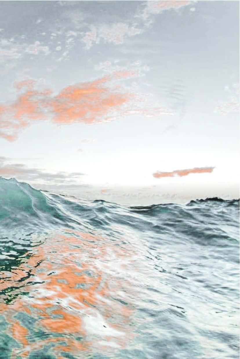 海洋中一幅波浪的画作 壁纸