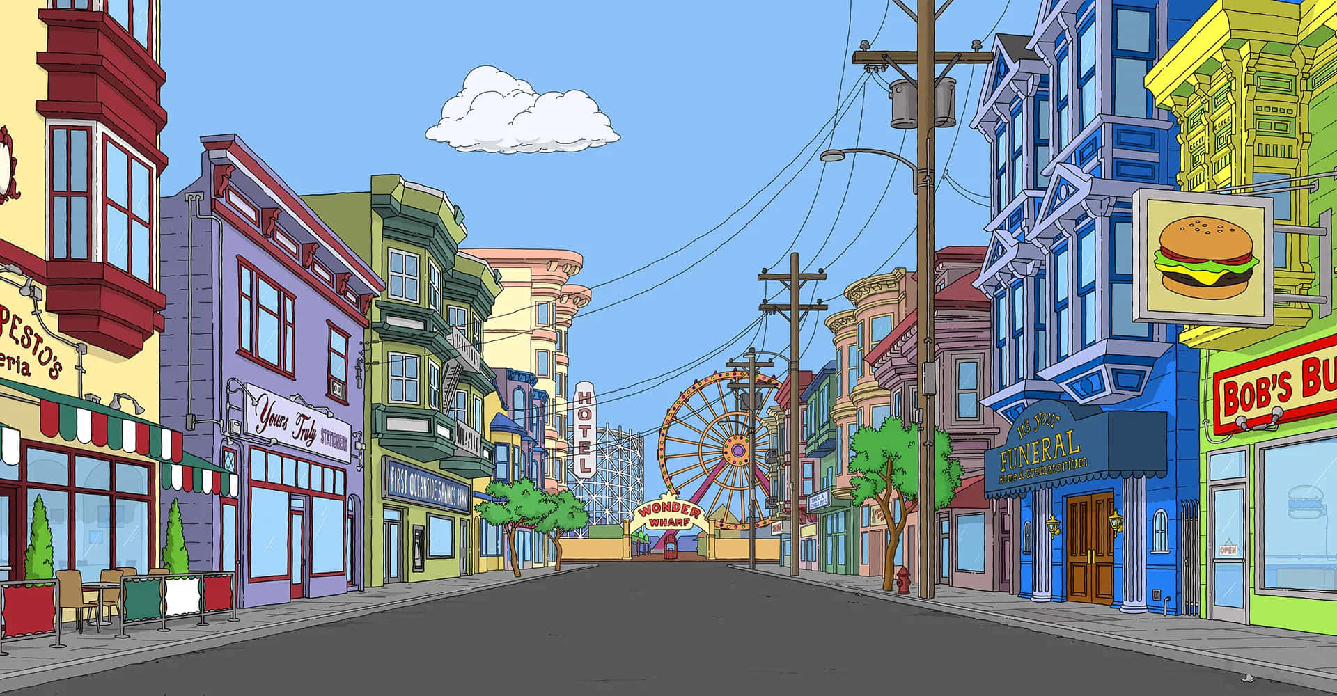 海洋大道街景《鲍勃汉堡店》背景 壁纸