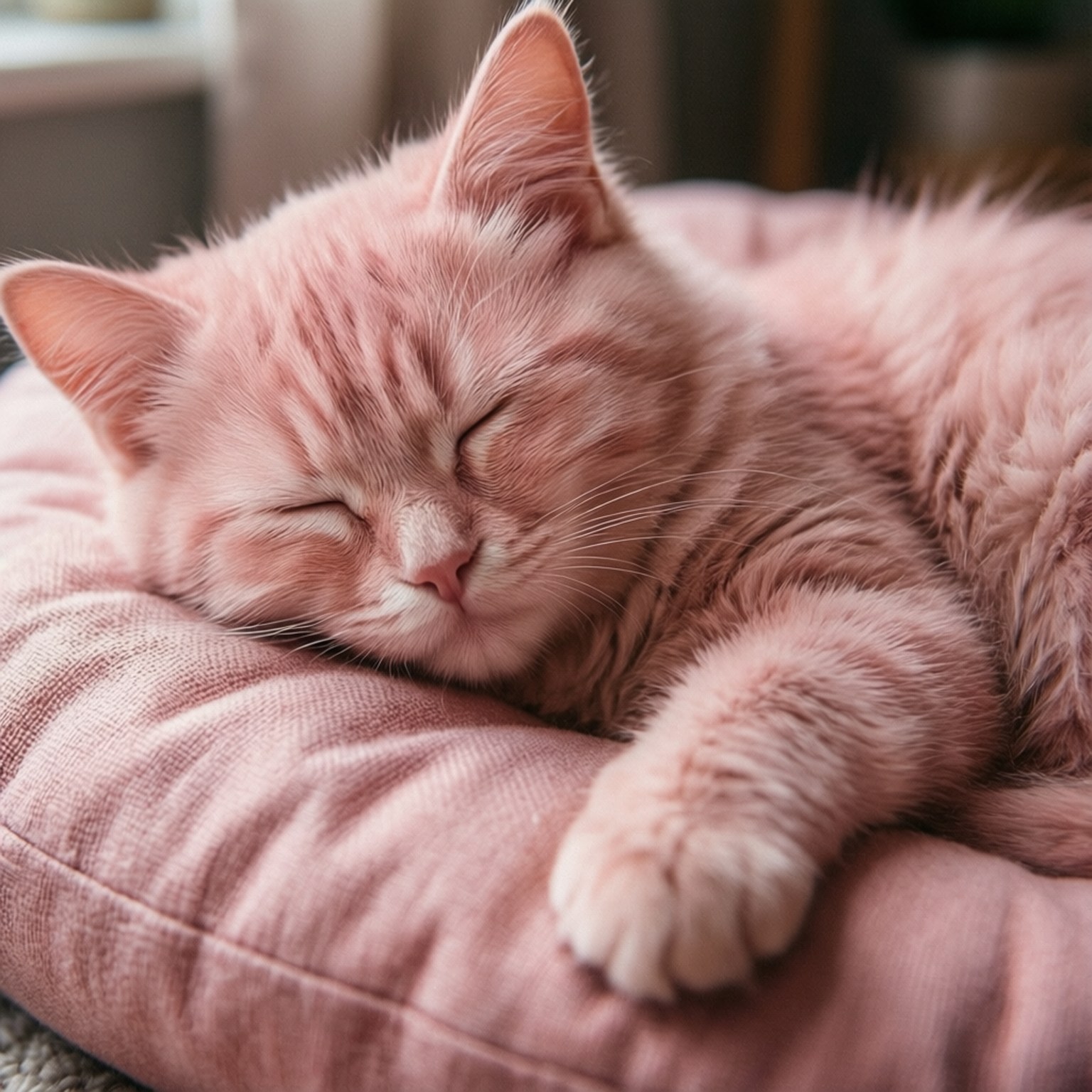 淡粉色睡猫 壁纸