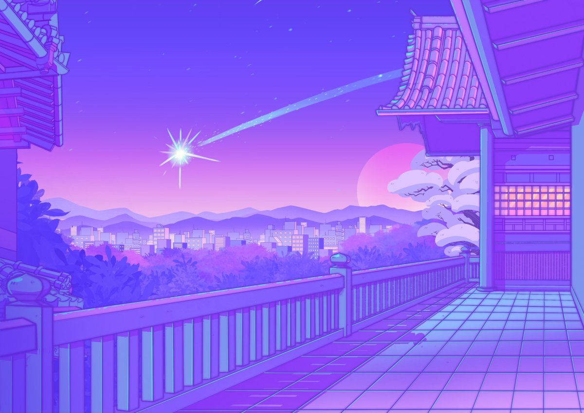 淡紫小屋闪耀星辰壁纸