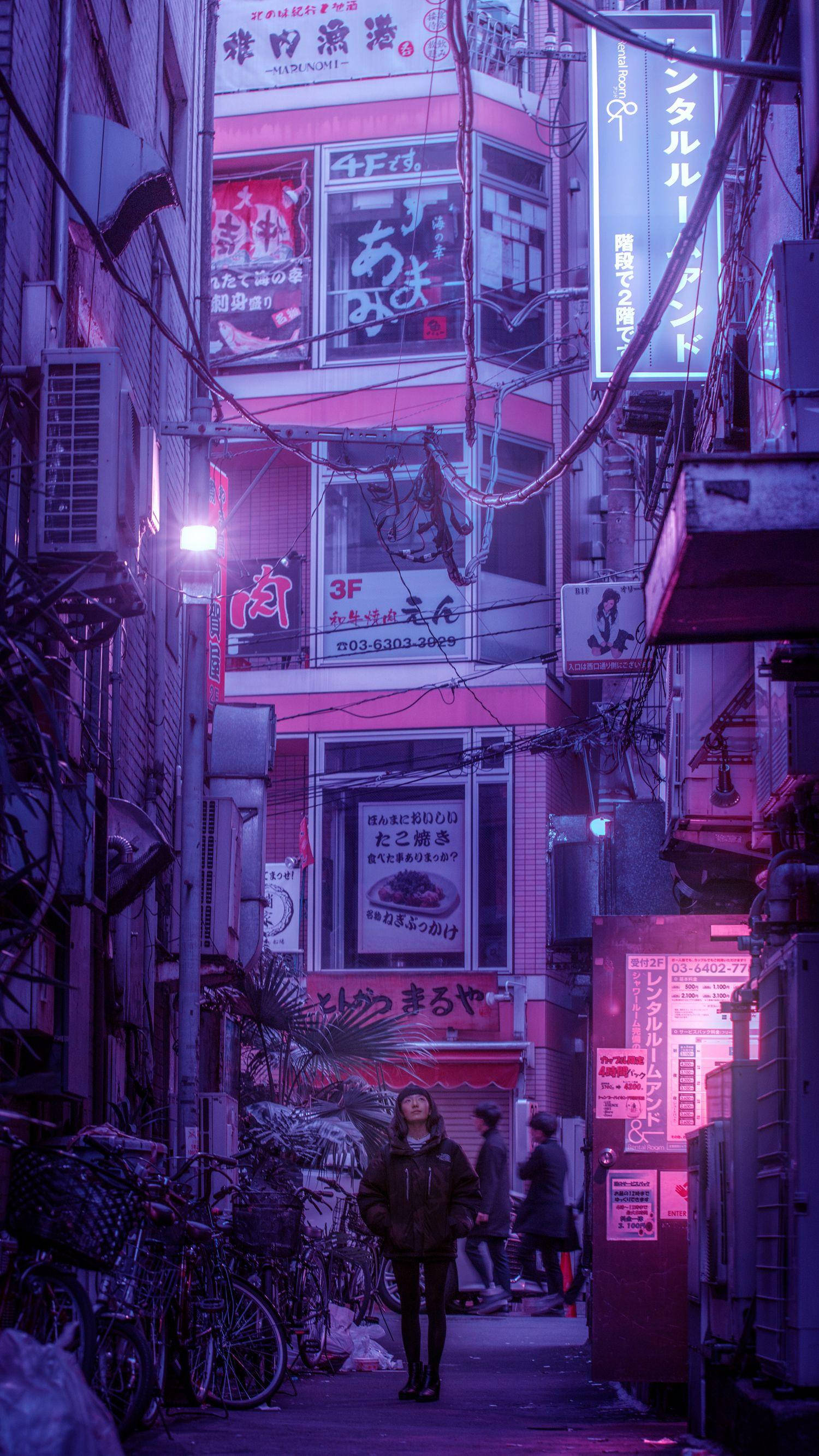 淡紫美学日本街道 壁纸