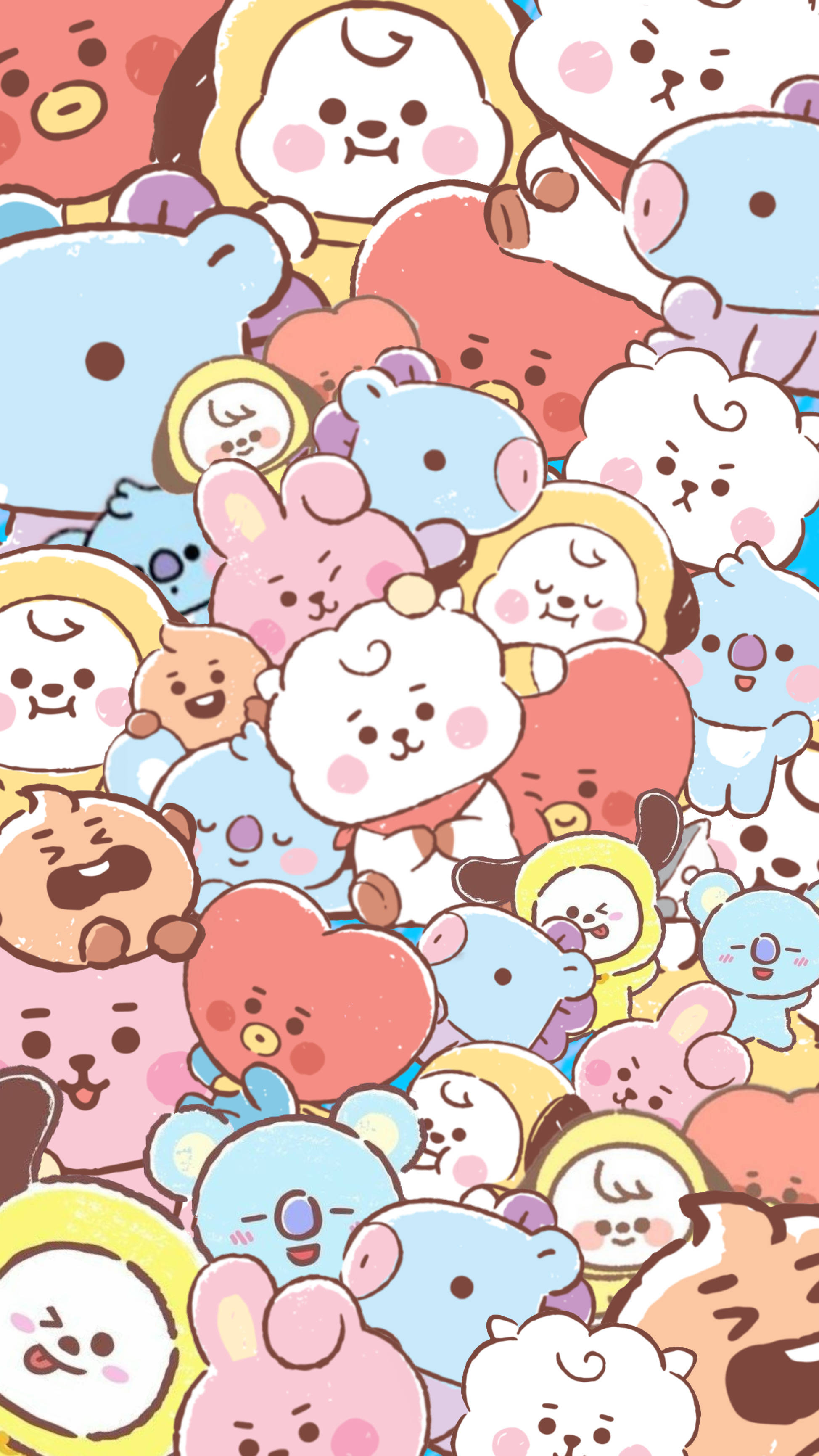 淡紫色Cooky与BT21伙伴 壁纸