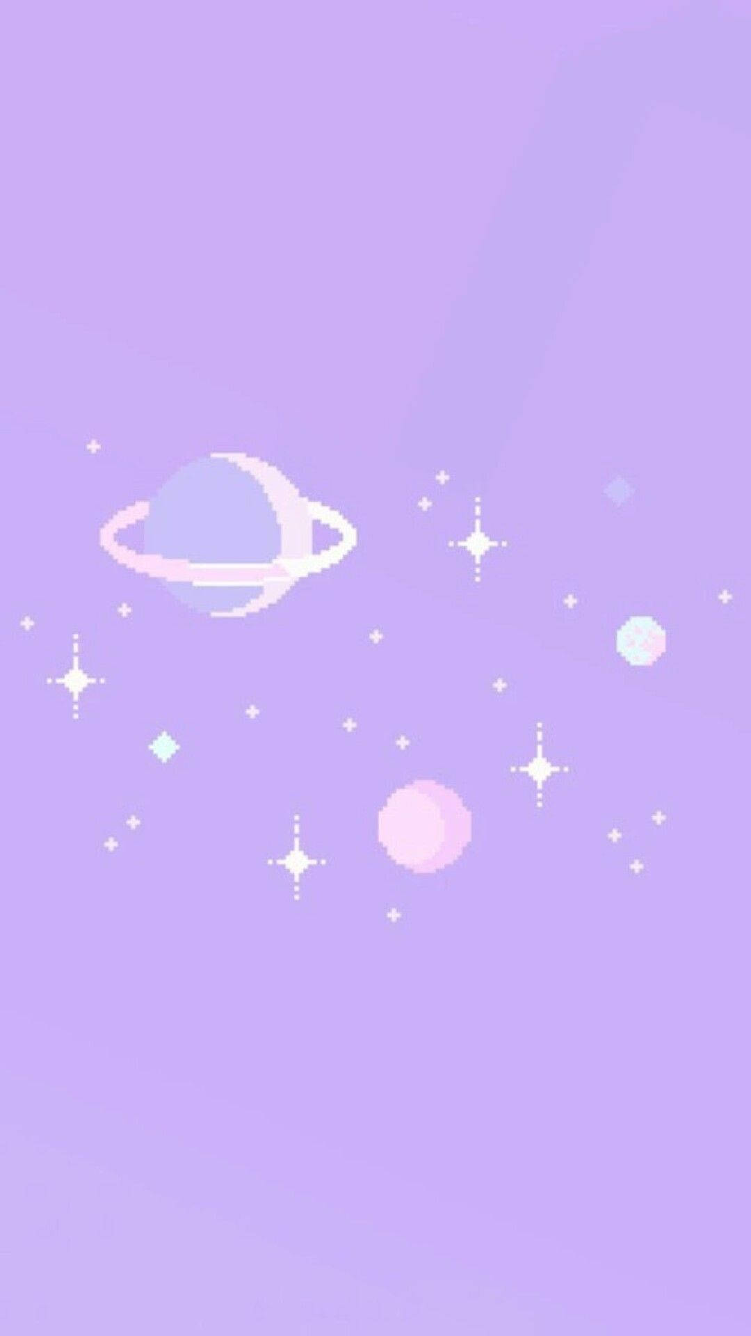 淡紫色iPhone像素星球壁纸 壁纸