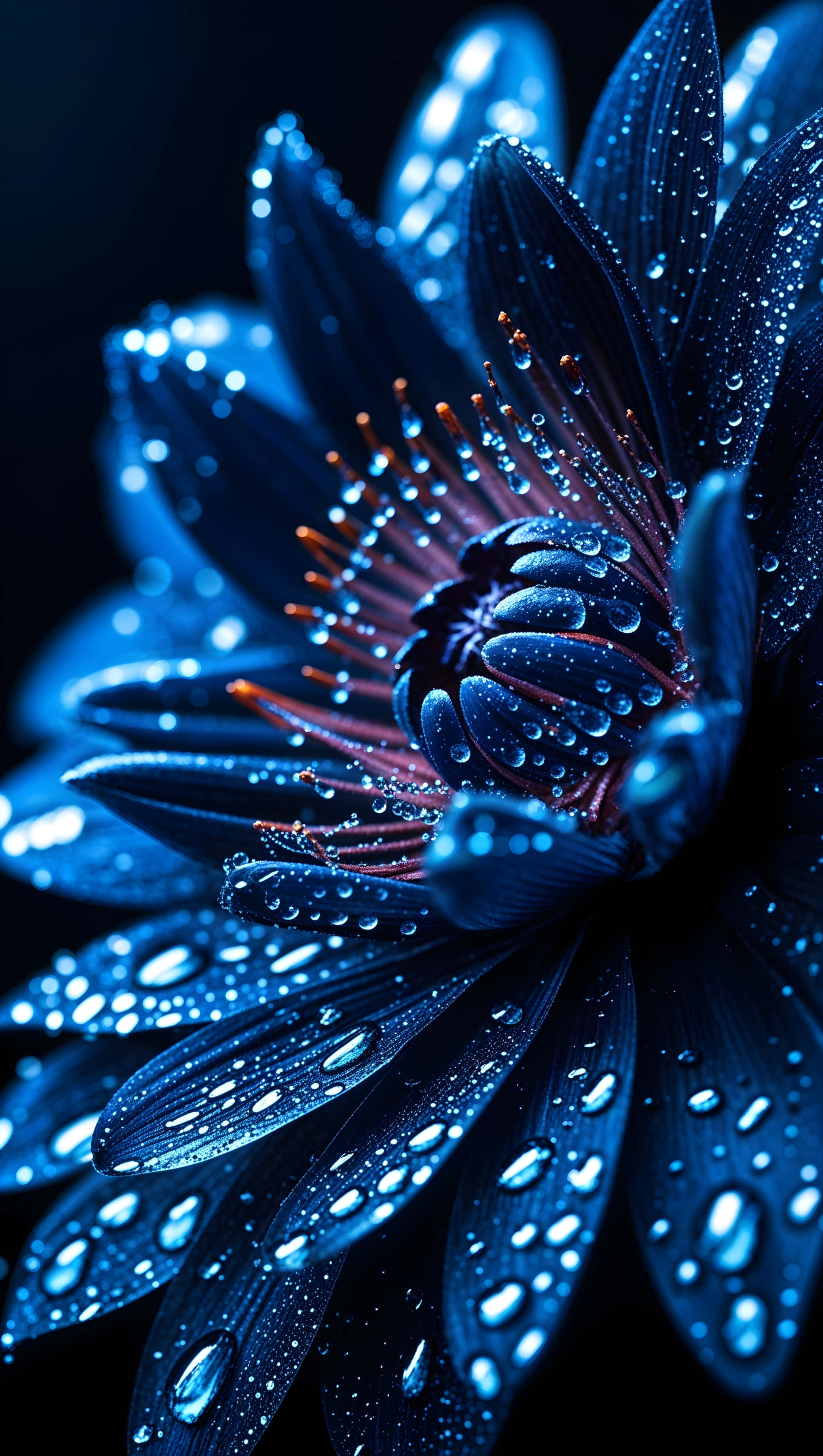 深蓝花朵微距 壁纸
