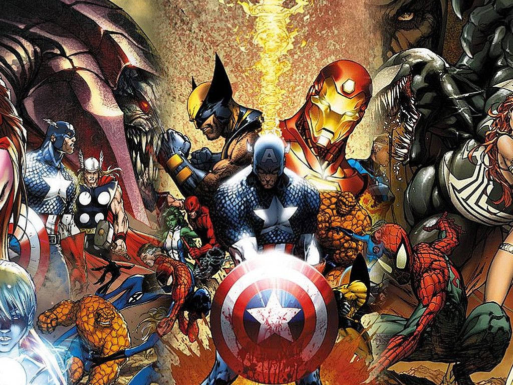 漫威英雄与反派角色齐聚同一漫画画面