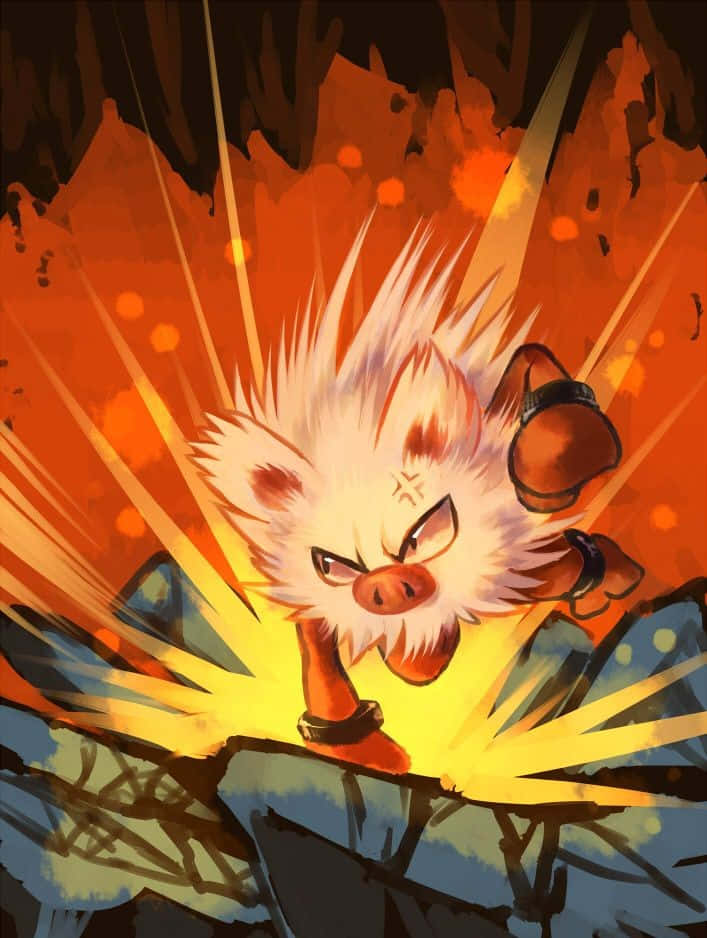火爆猴挥拳攻击宝可梦 壁纸