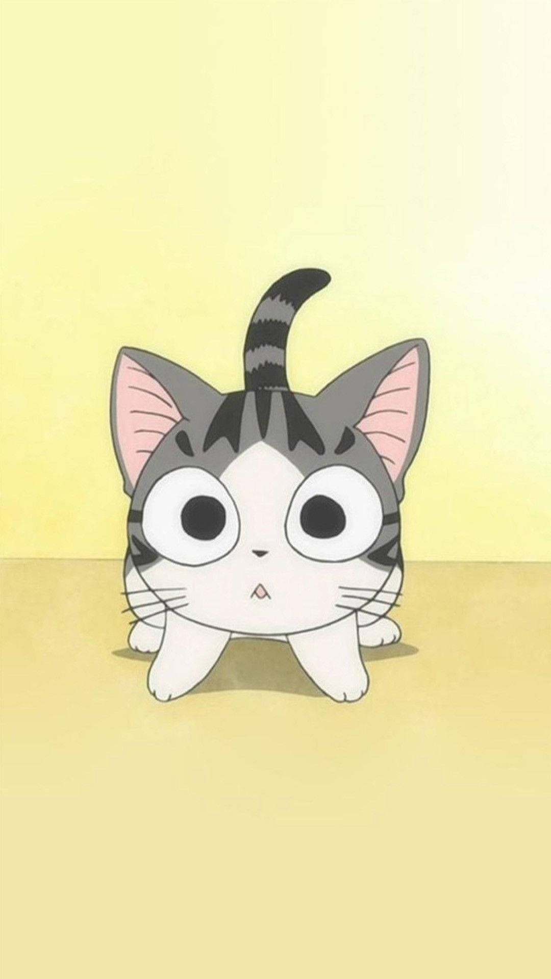 灰粉卡通猫 壁纸
