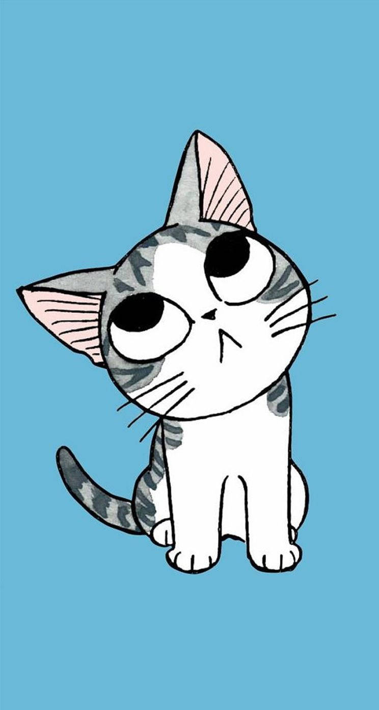 灰色小猫卡通手机 壁纸