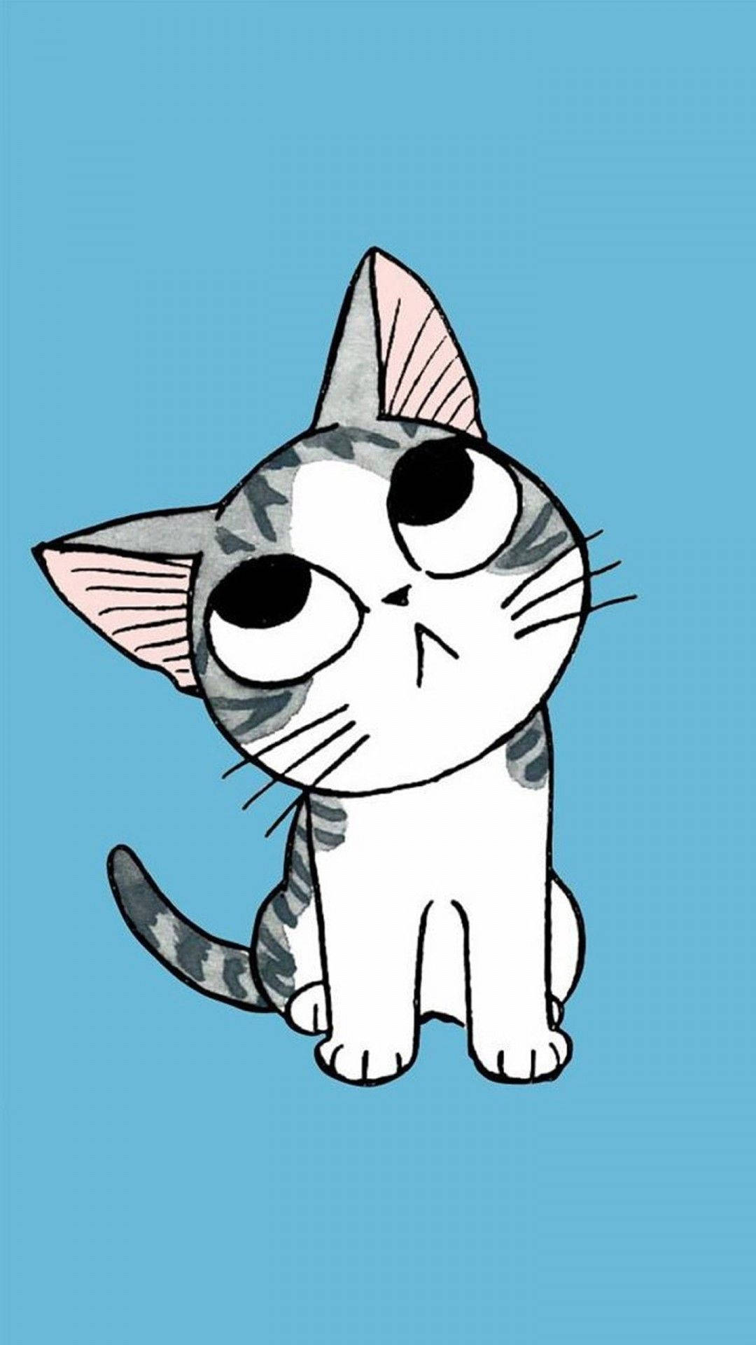 灰色条纹卡通猫 壁纸