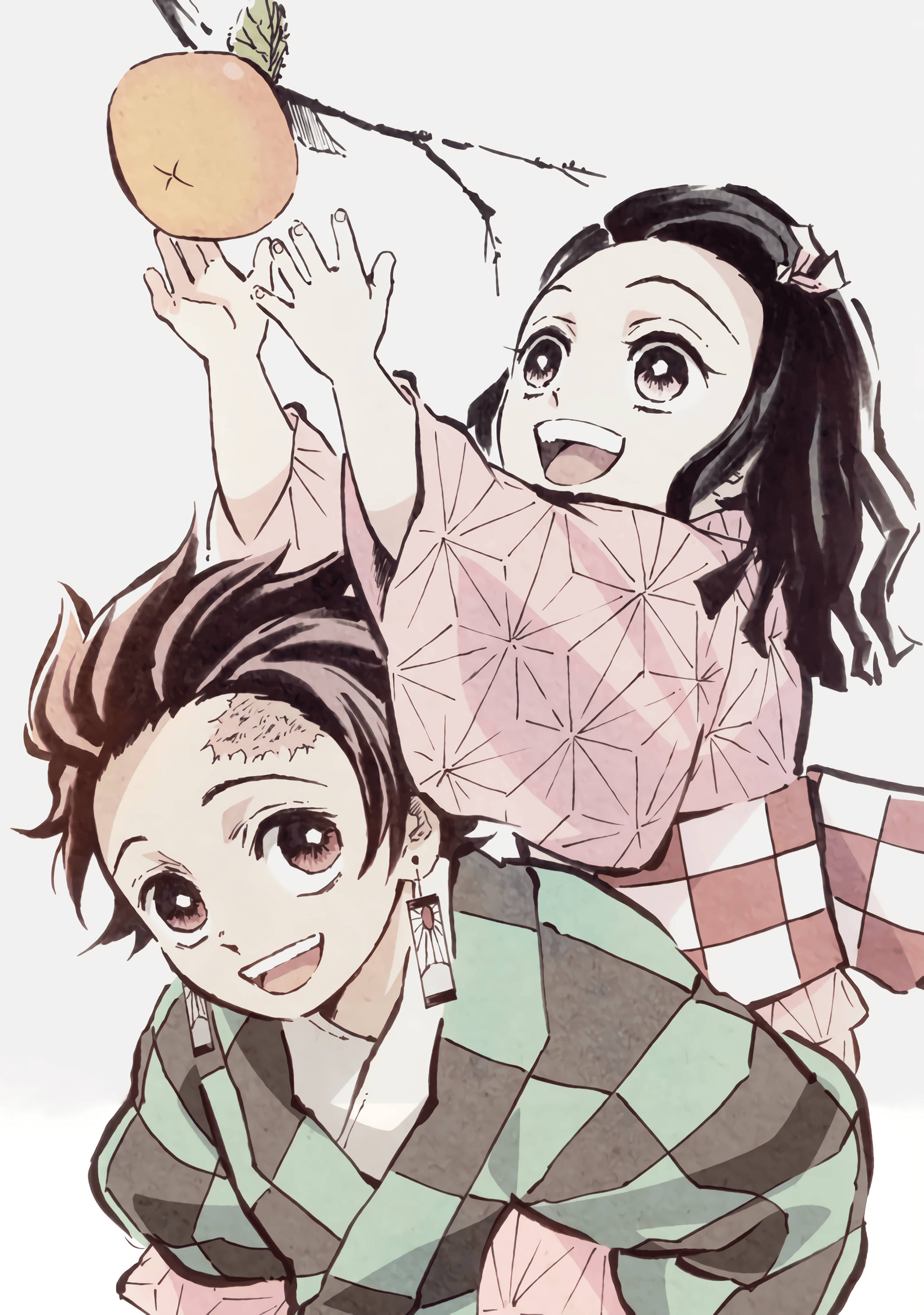 炭治郎与祢豆子摘水果 壁纸