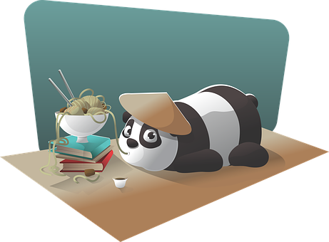 熊猫吃面条学习 壁纸