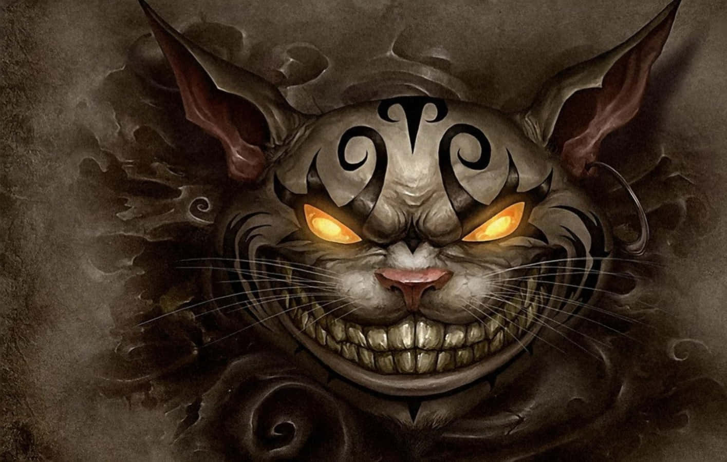 狡黠微笑的柴郡猫，以顽皮魅力充盈整个房间。 壁纸