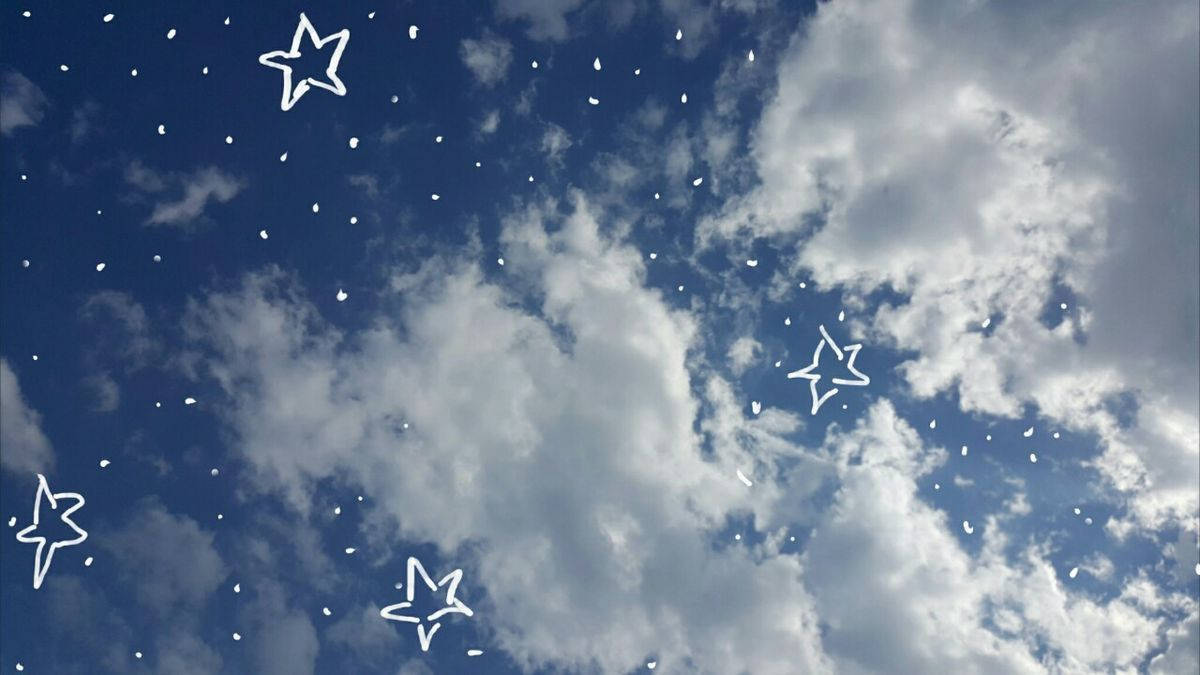 独立美学笔记本电脑壁纸：蓝天与星星 壁纸