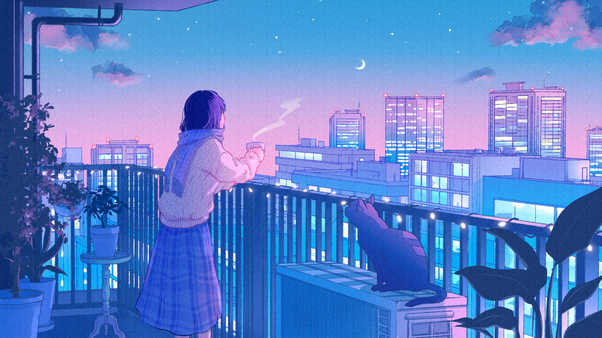 猫咪与电脑美学 壁纸