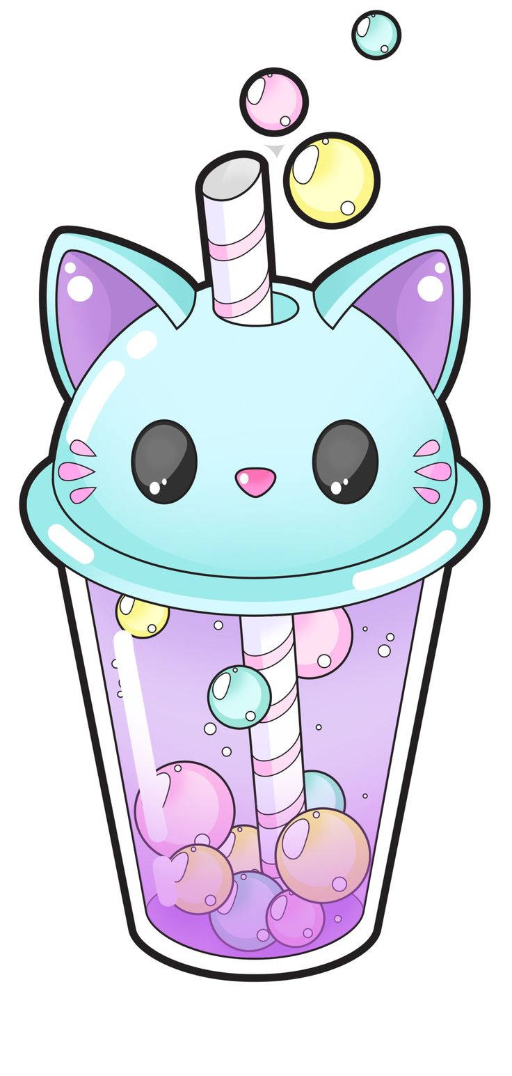 可爱猫咪珍珠奶茶壁纸