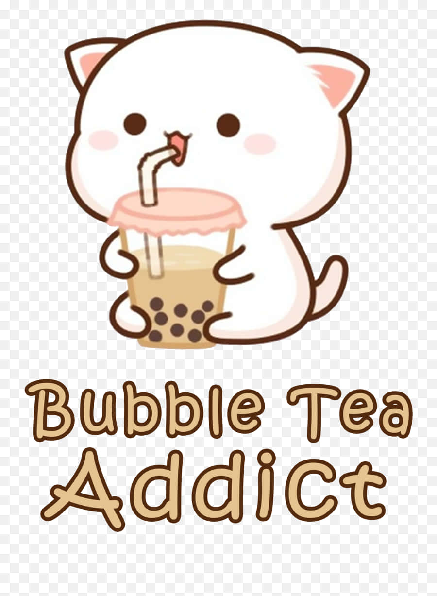 猫咪喝可爱珍珠奶茶 壁纸