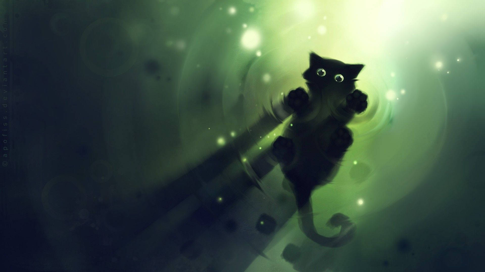 猫咪电脑踏水而行 壁纸