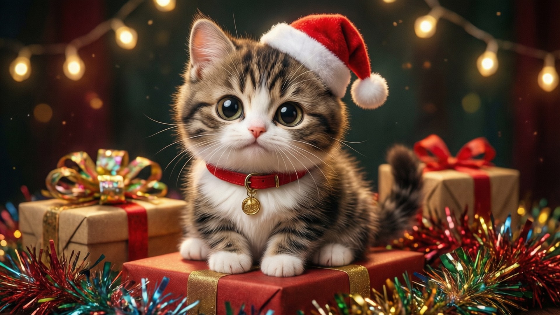 猫咪的圣诞礼物 壁纸