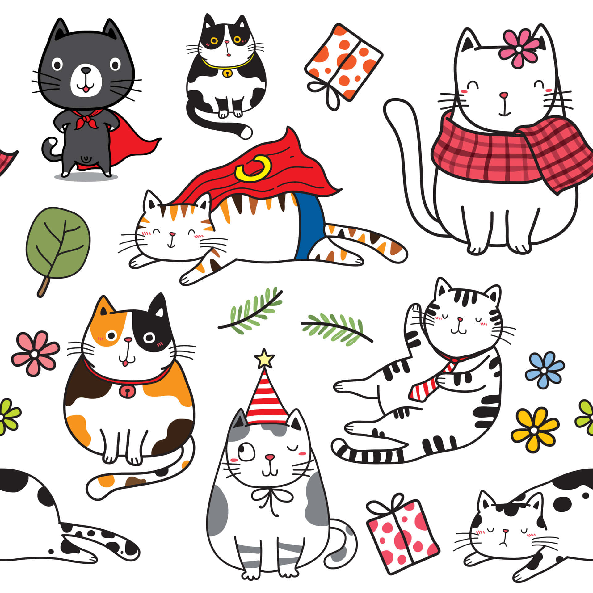 猫咪贴纸可爱事物 壁纸