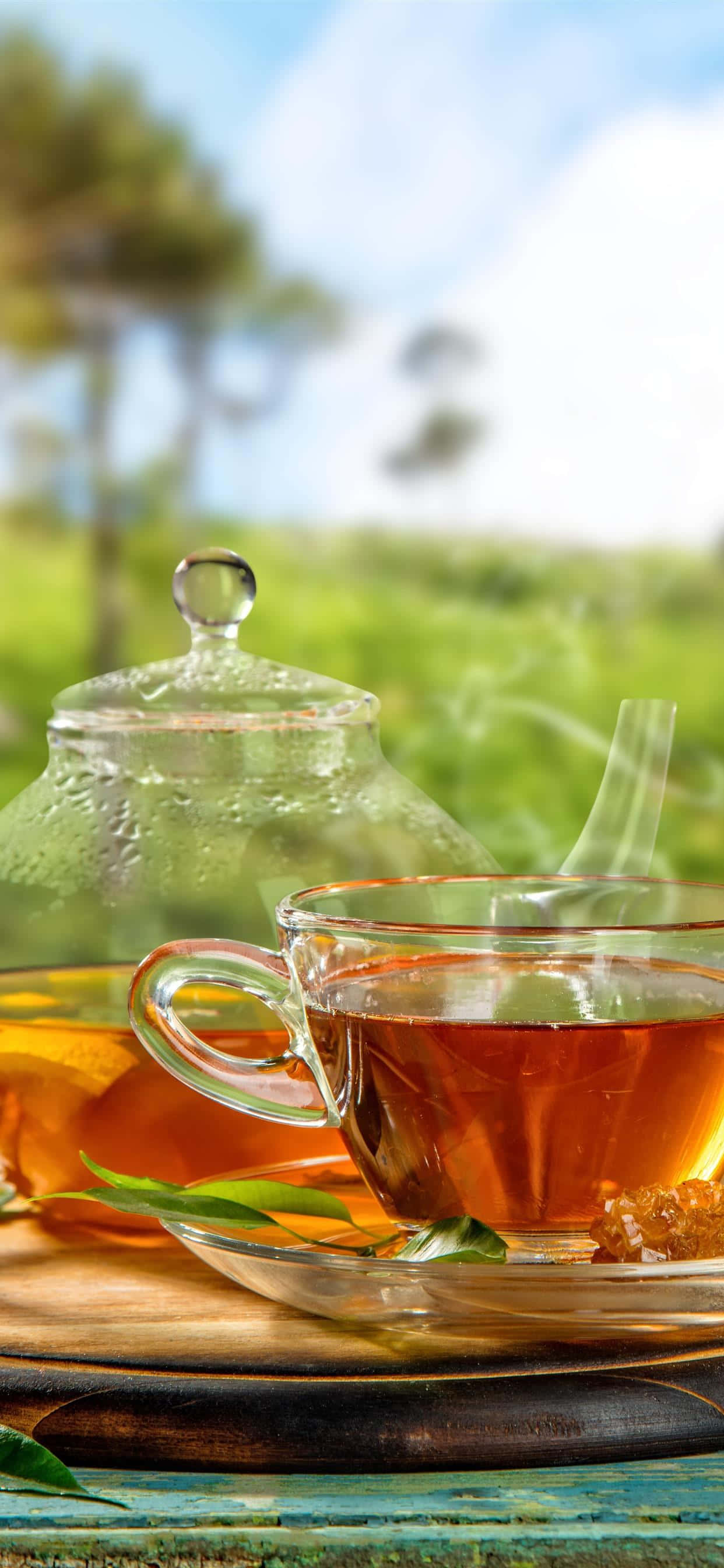 玻璃茶杯与壶图片 壁纸