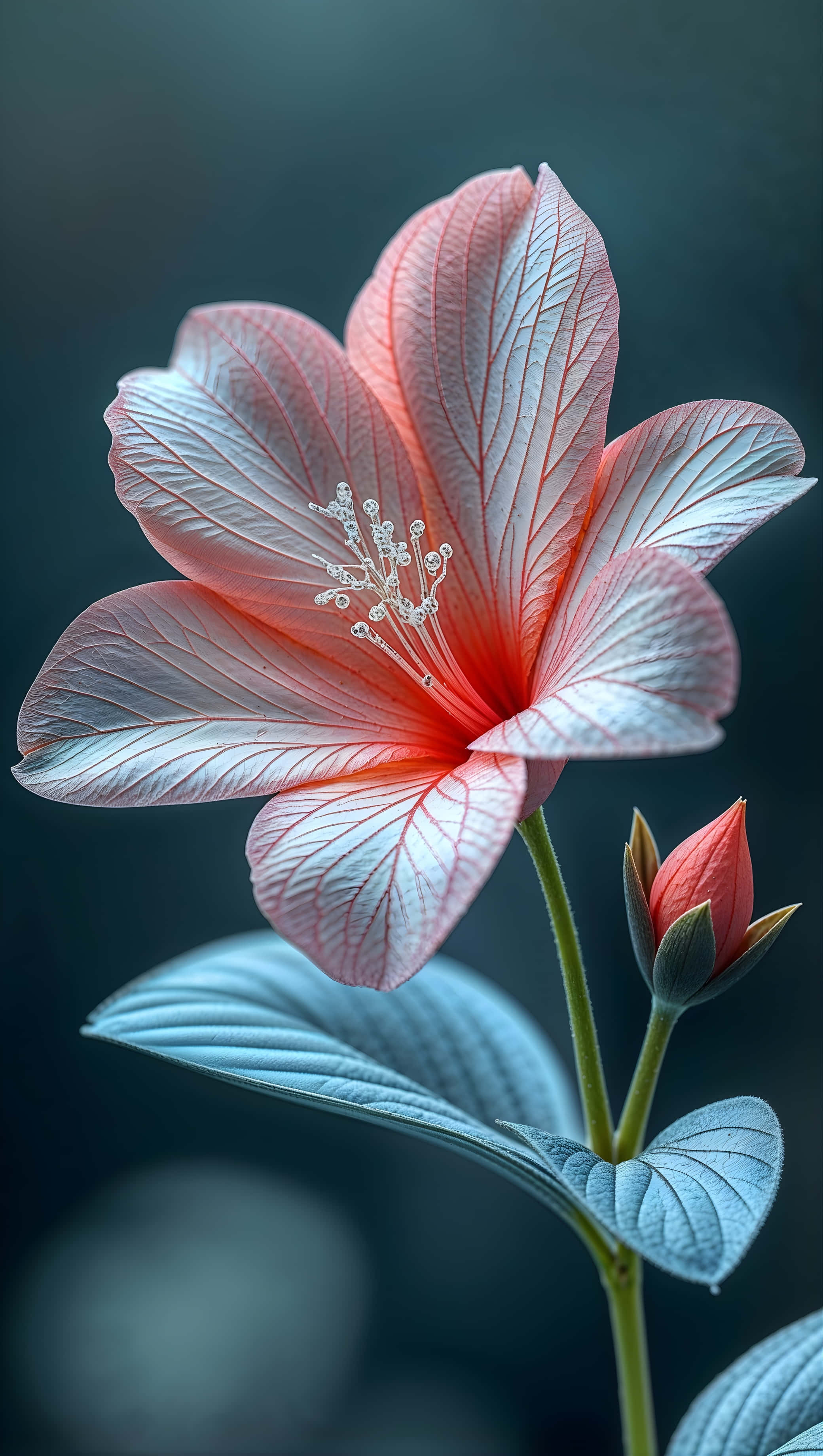 珊瑚粉至白色渐变花朵 壁纸