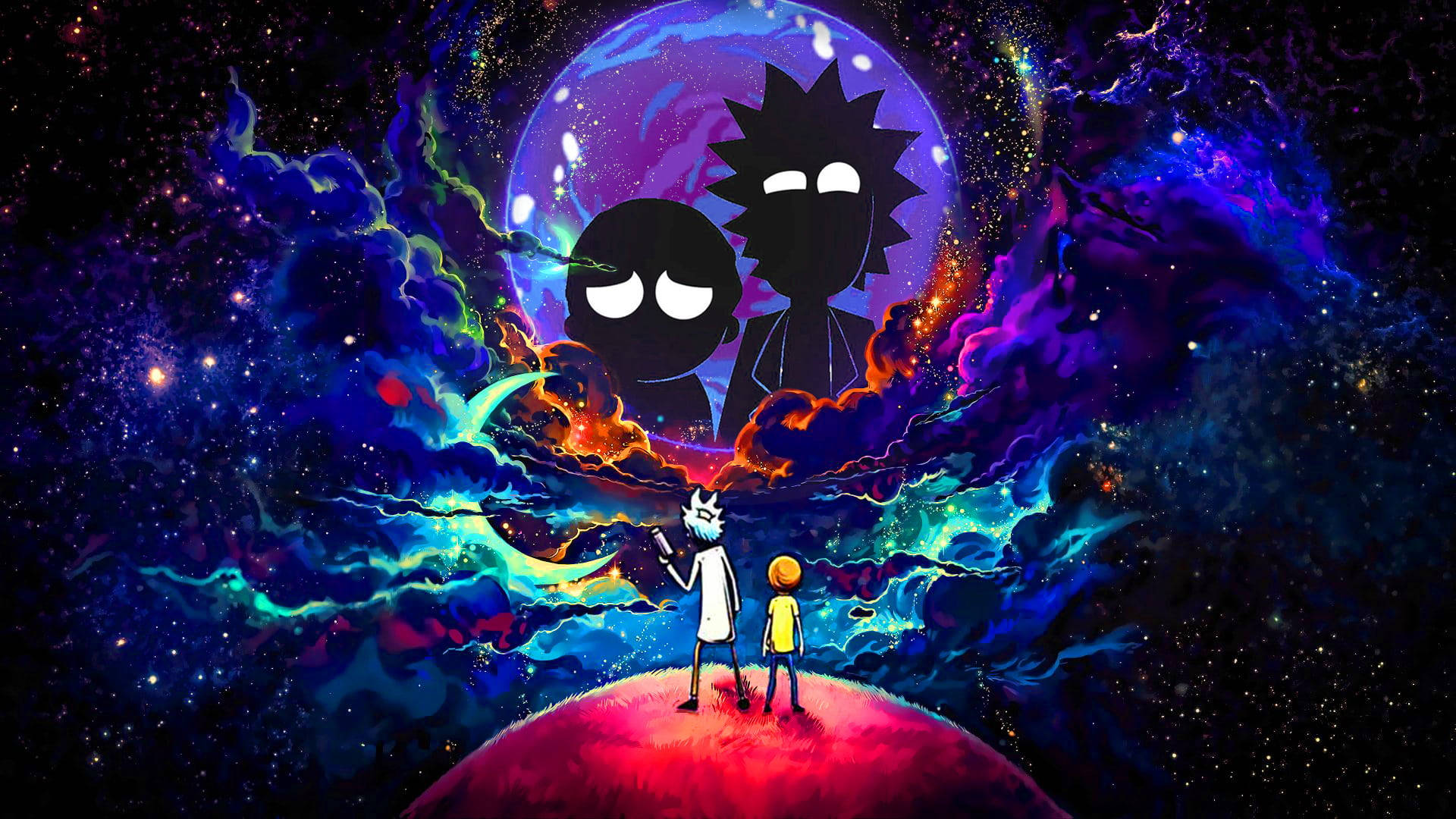 瑞克和莫蒂炫酷星系主题海报 壁纸