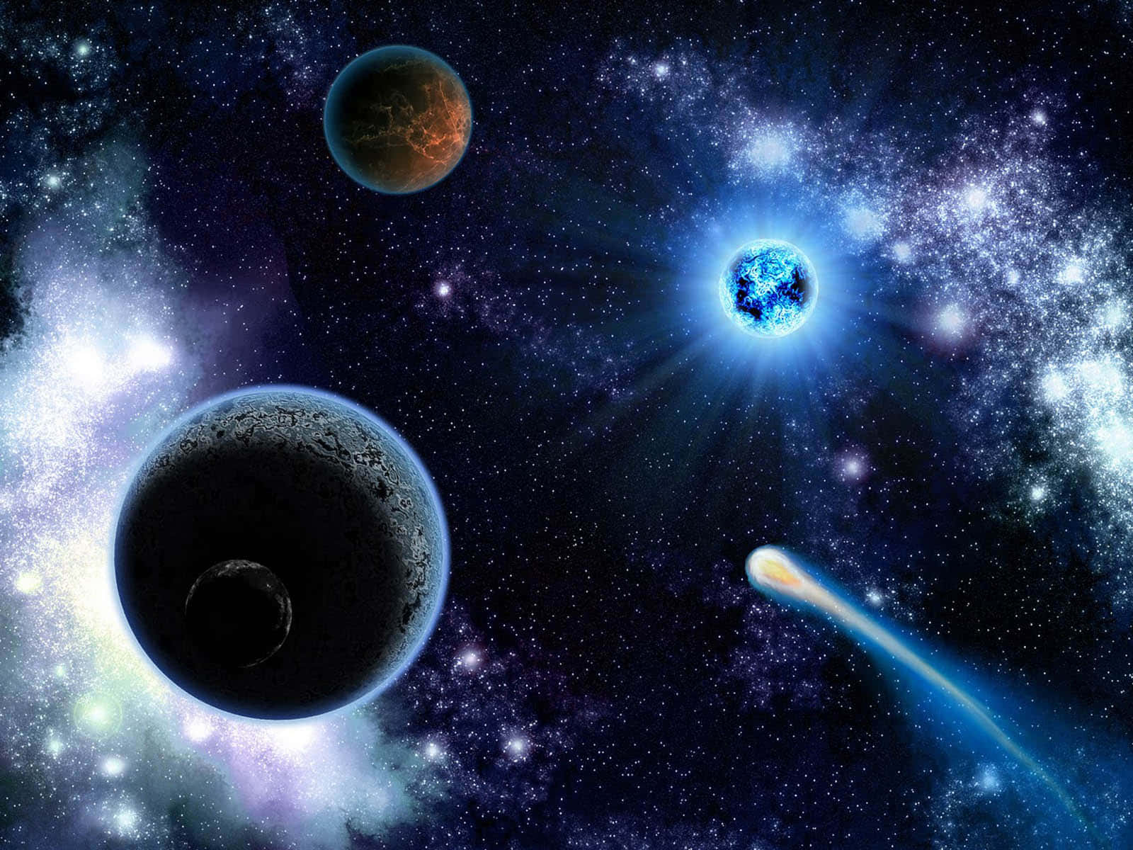 璀璨星系点缀的壮丽外太空夜景 壁纸