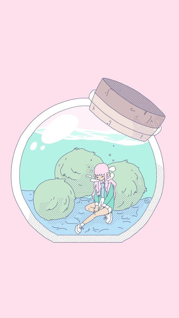 瓶中女孩美学素描 壁纸