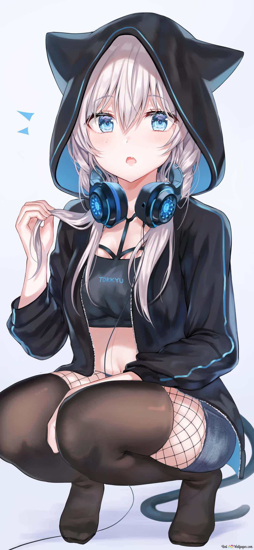 甜美动漫可爱女孩耳机 壁纸
