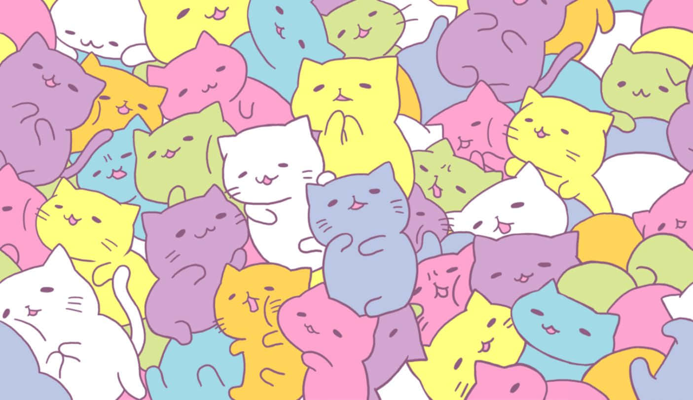 用这欢快可爱的猫咪图案享受每一天 壁纸