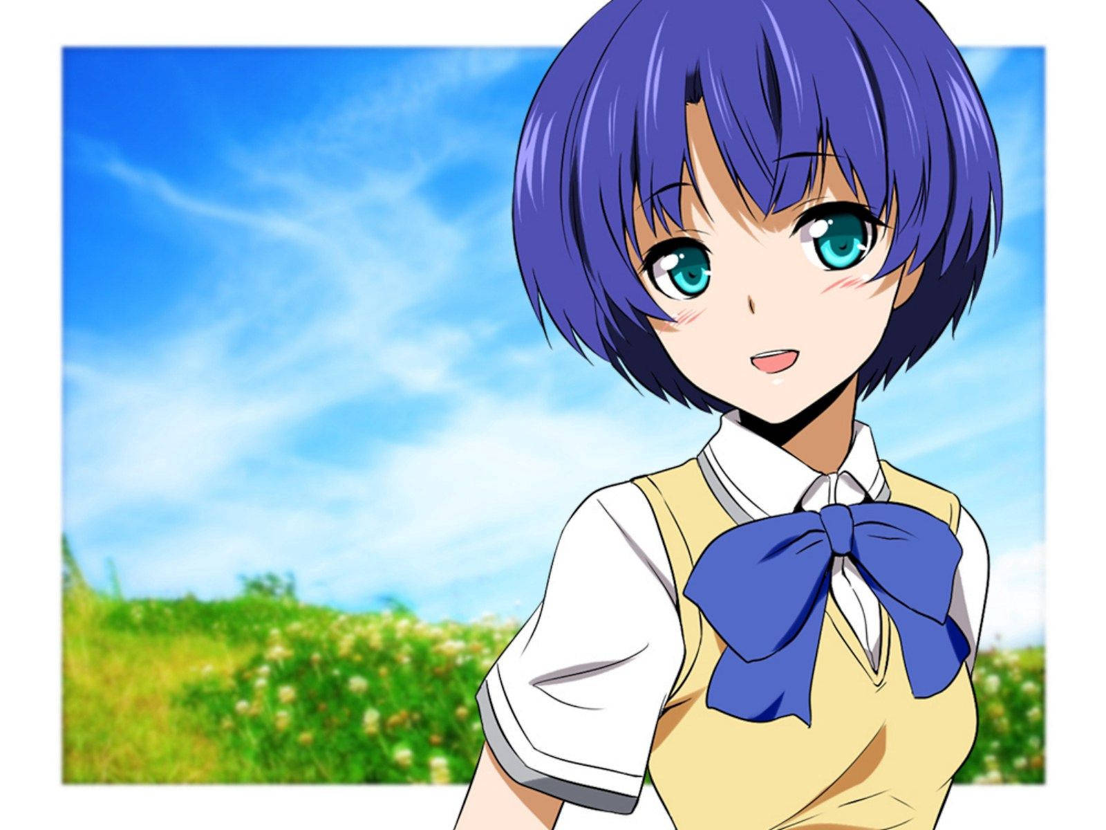 田野中的可爱动漫女孩壁纸