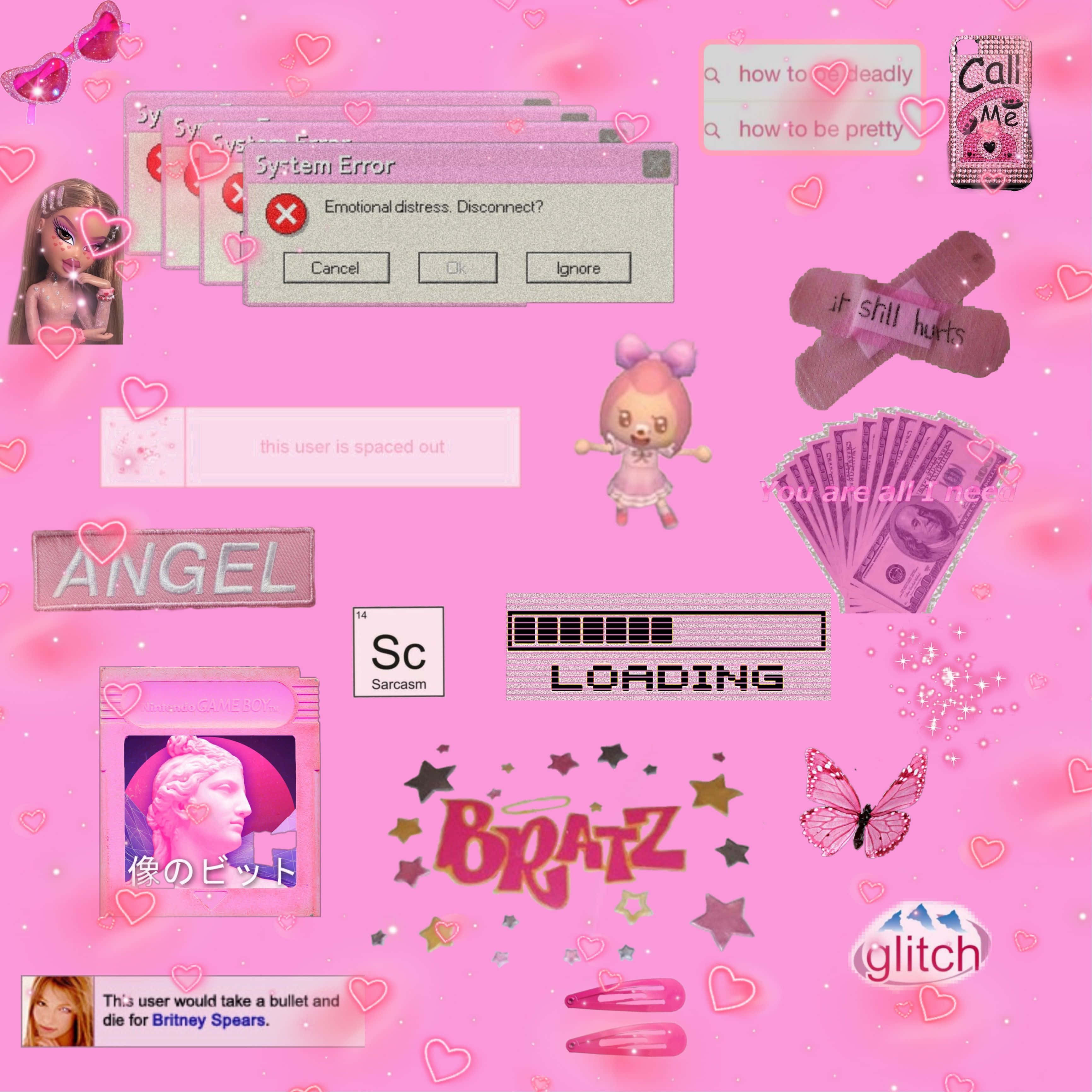 电脑 Bratz 粉红 Y2K 背景 壁纸