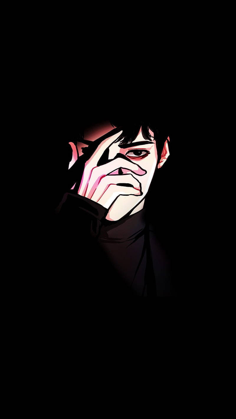 男生手机壁纸，动漫男生用手遮脸 壁纸