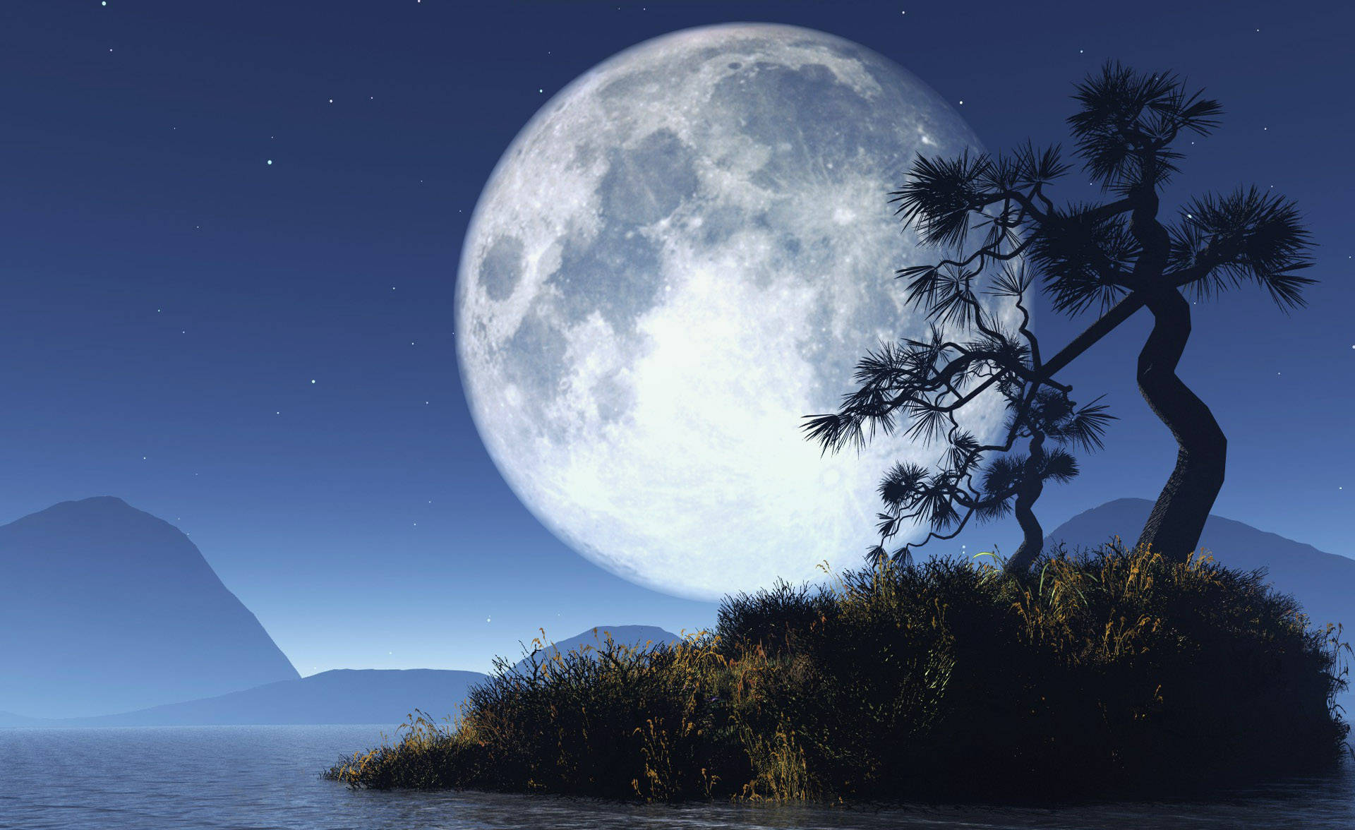 皎月夜空 壁纸