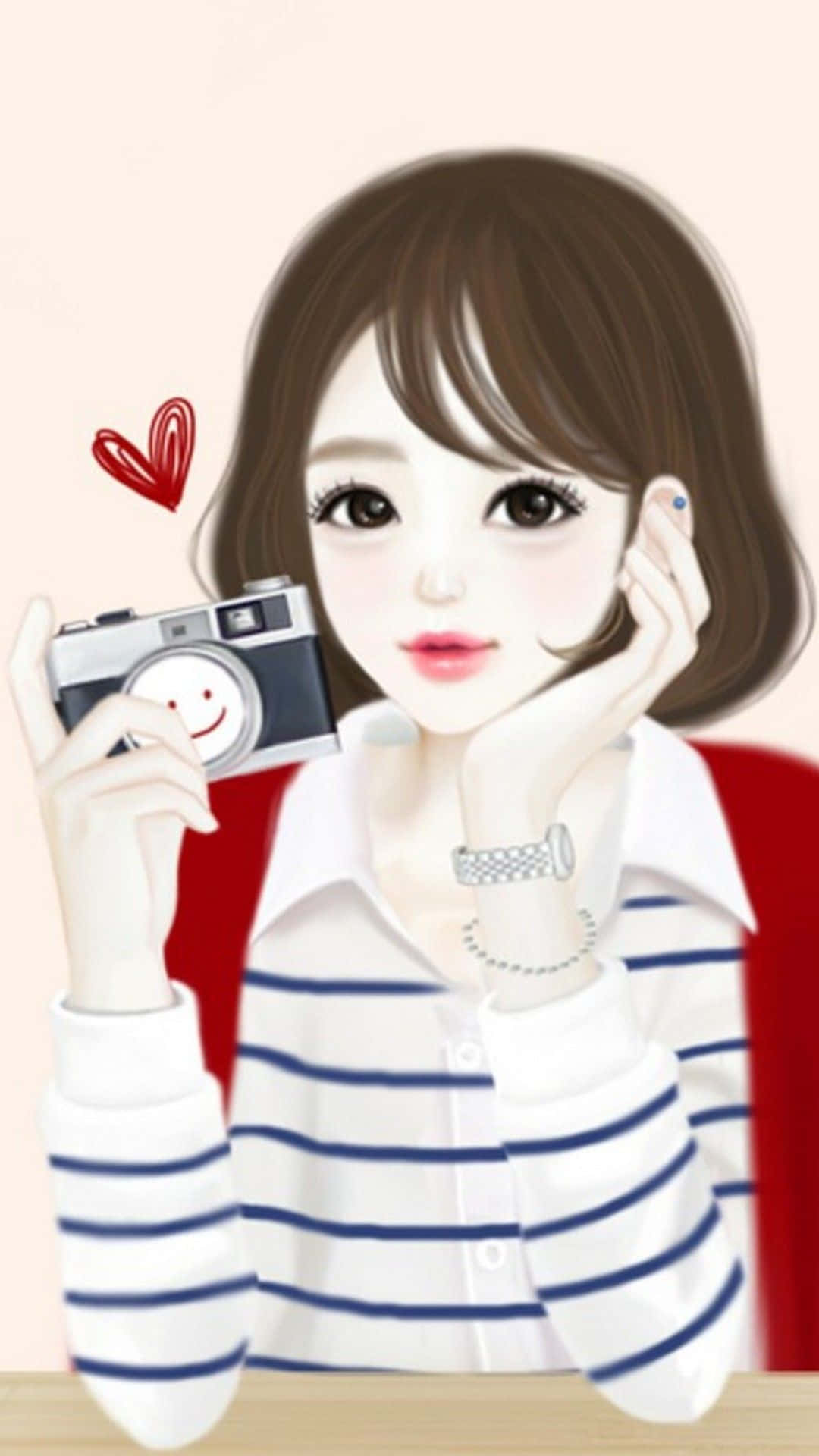 短发动漫美少女相机写真 壁纸