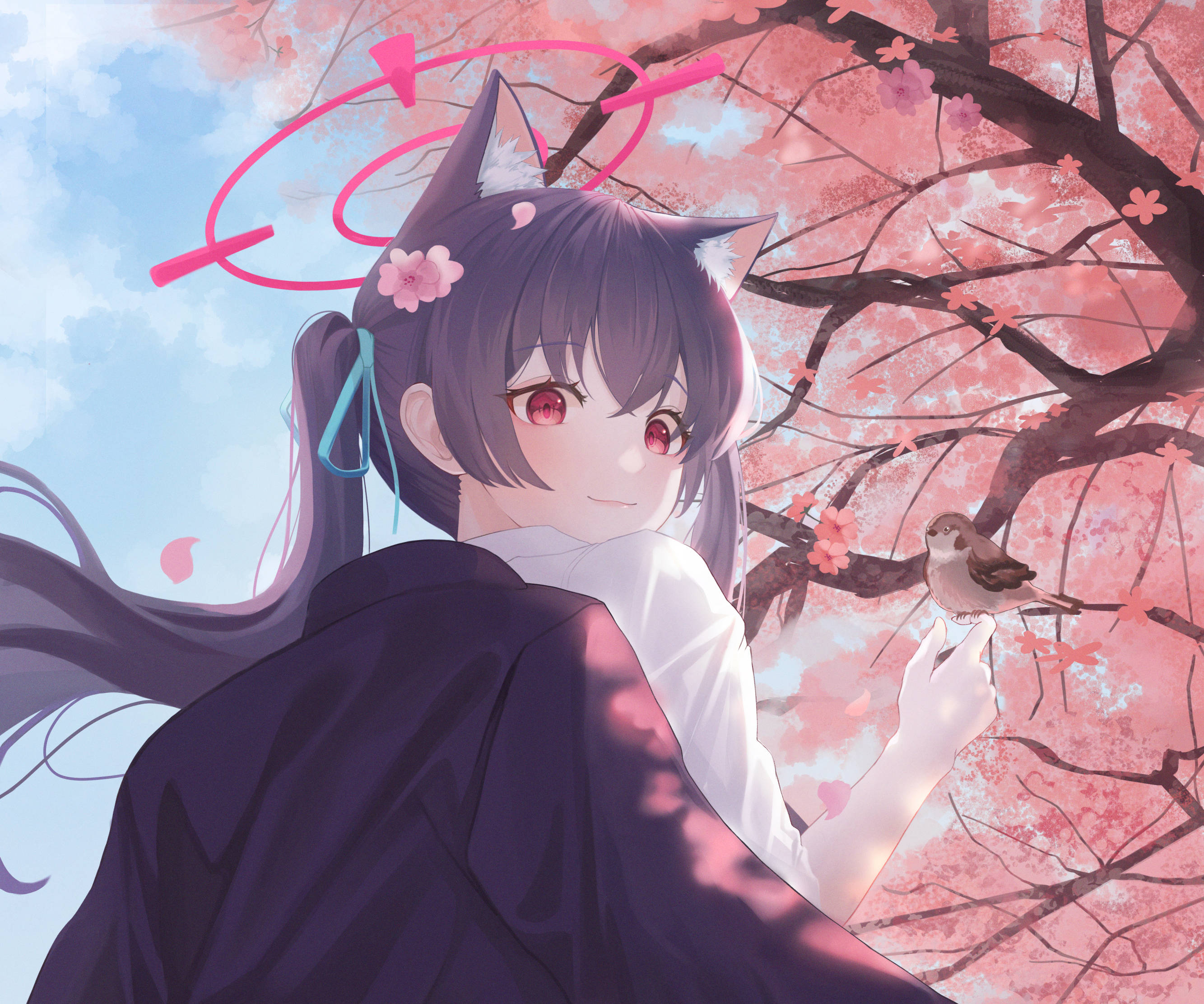 碧蓝档案 Kuromi Serika 樱花 壁纸