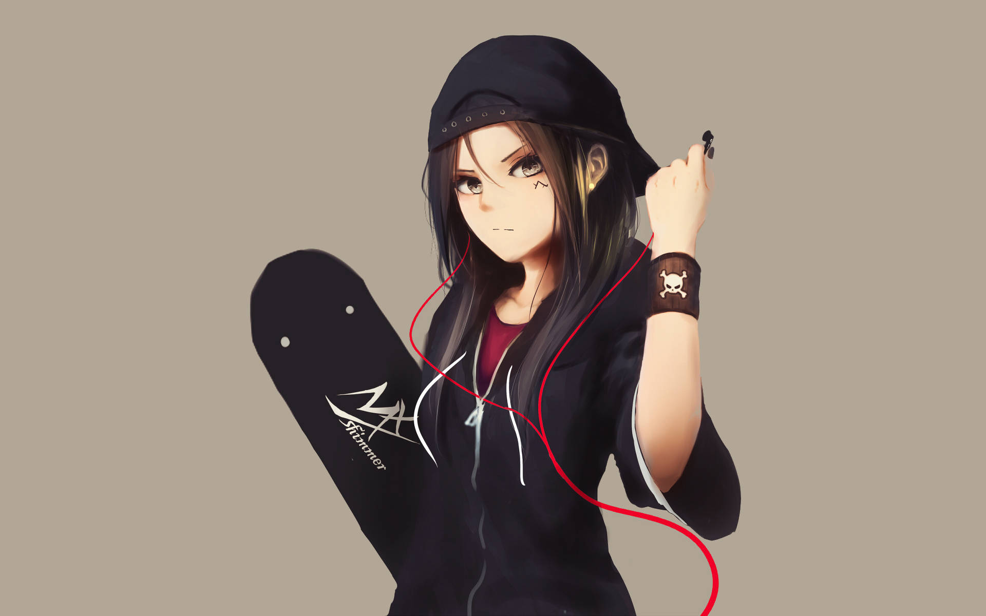 神秘 hoodie 动漫少女 壁纸