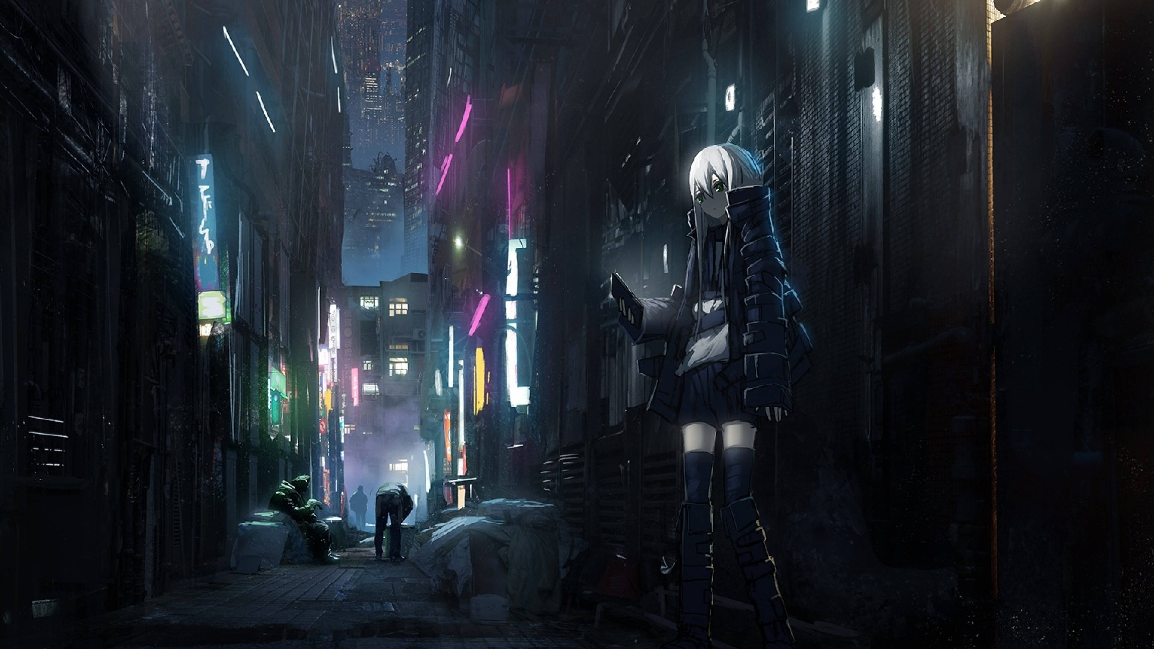 神秘动漫暗夜城景 壁纸