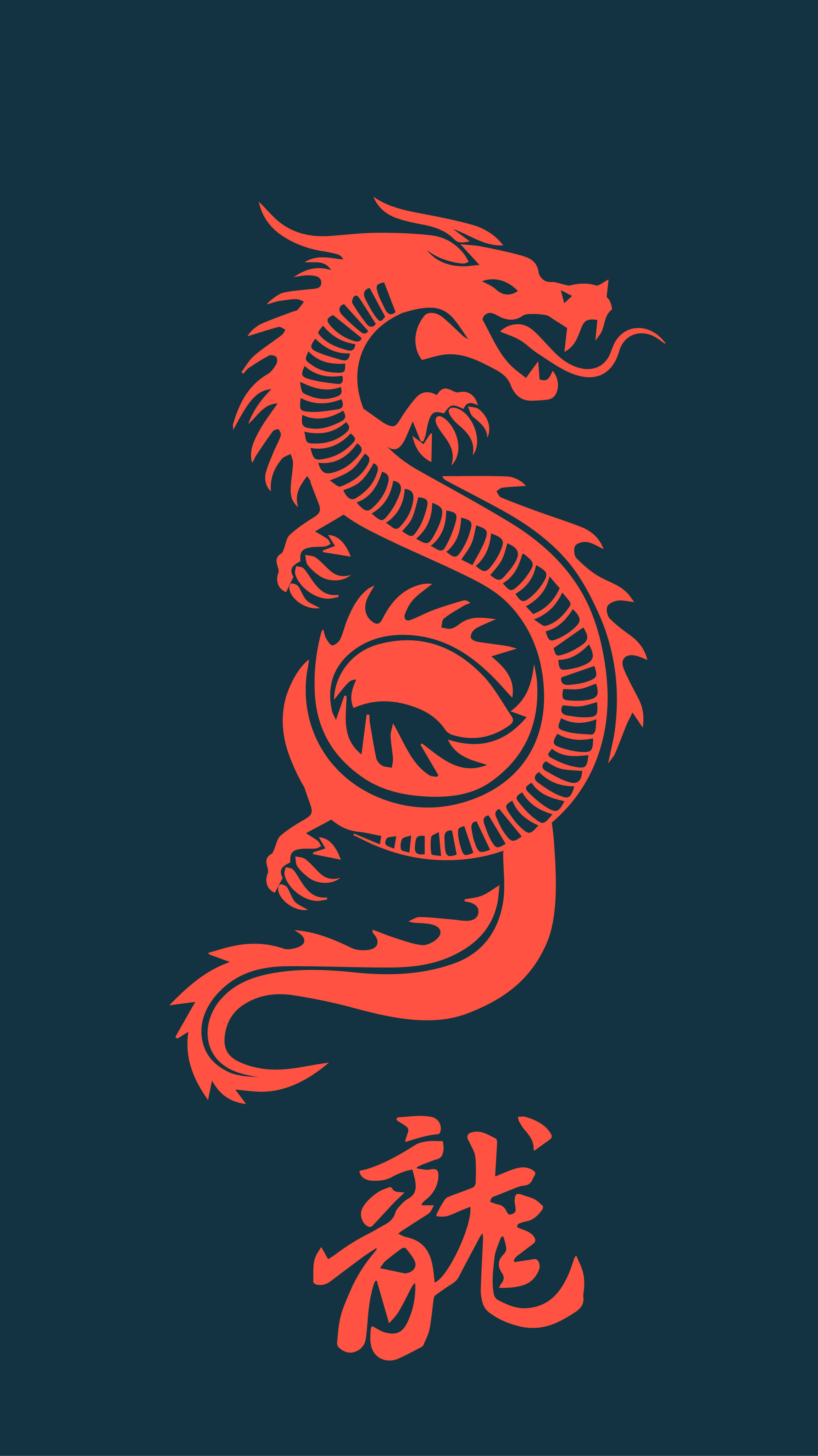 神秘日本龙艺术插画 壁纸