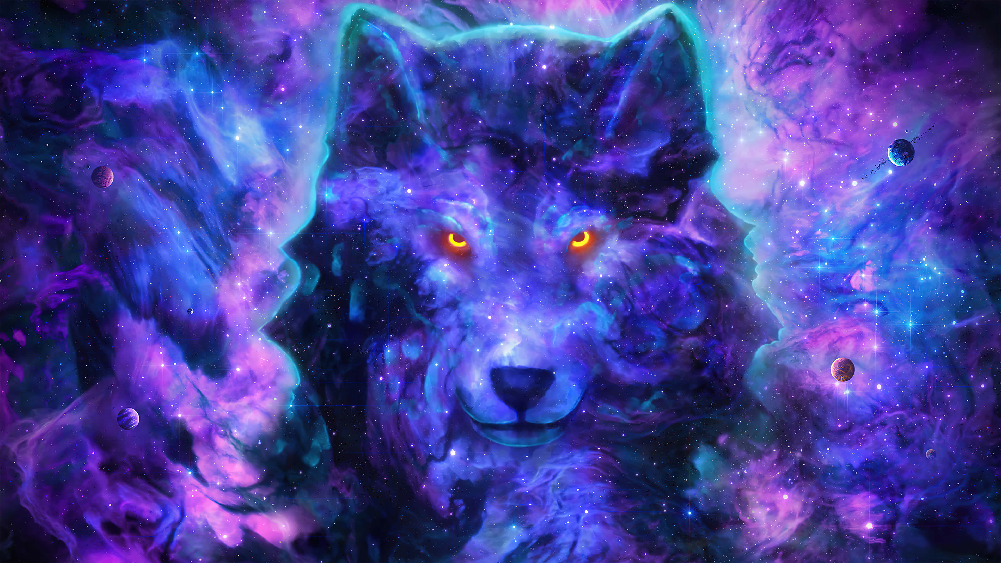 神秘魔幻的银河狼凝视着未知的星海深处 壁纸