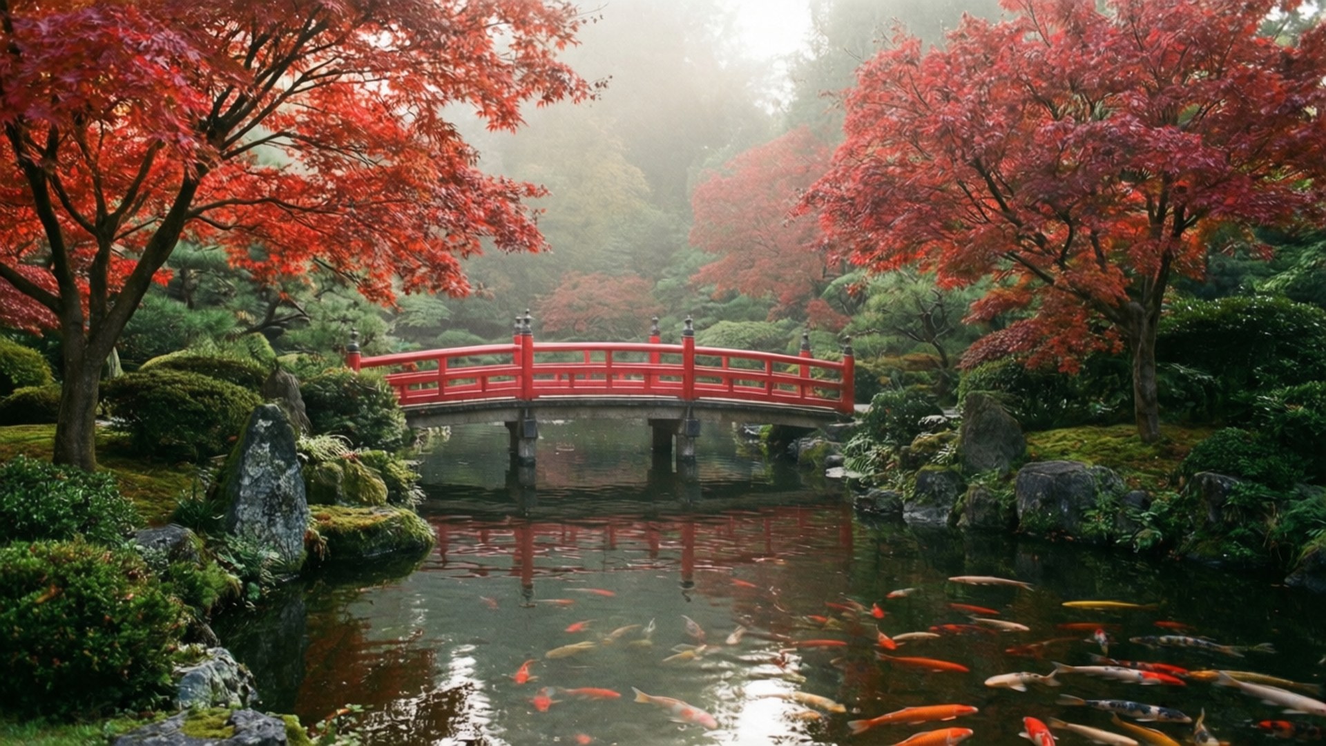 秋日日本庭园 壁纸