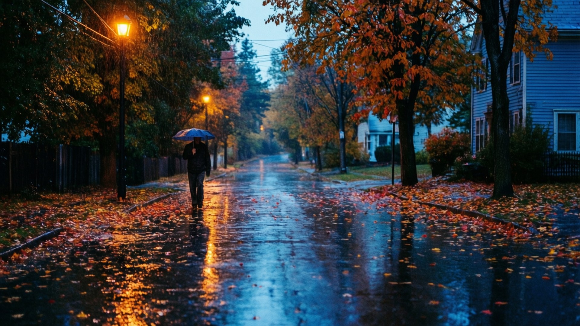 秋雨街道 壁纸