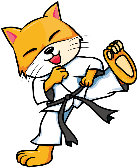 空手道猫咪卡通大笑 壁纸