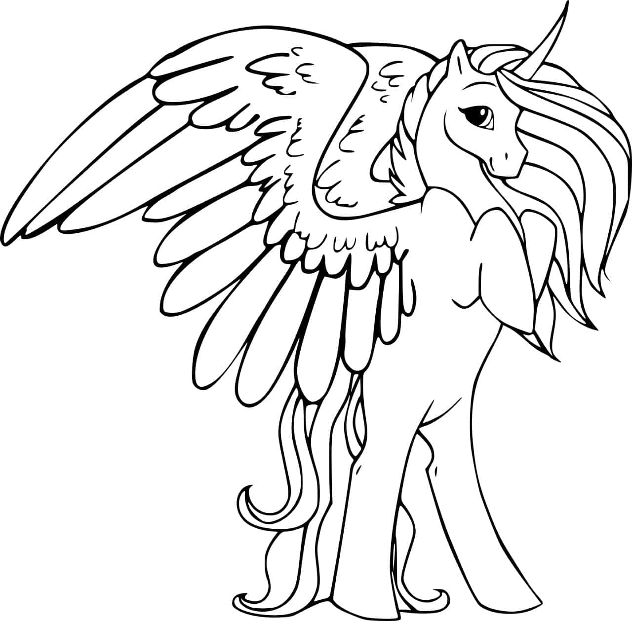 站立独角兽涂色画 壁纸