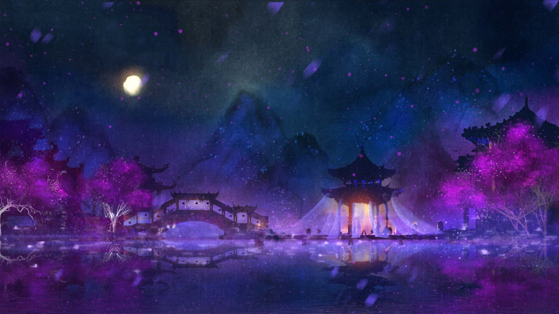 童话幻想：华丽的紫色动漫背景 壁纸