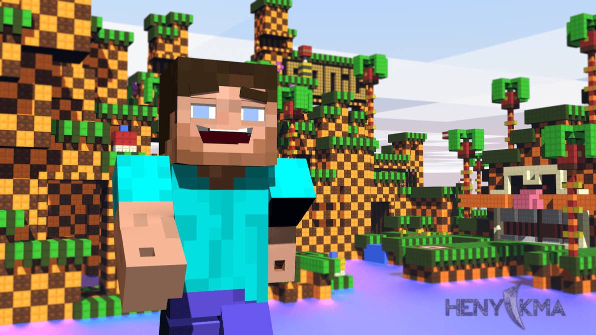 笑着的 Steve Minecraft 壁纸