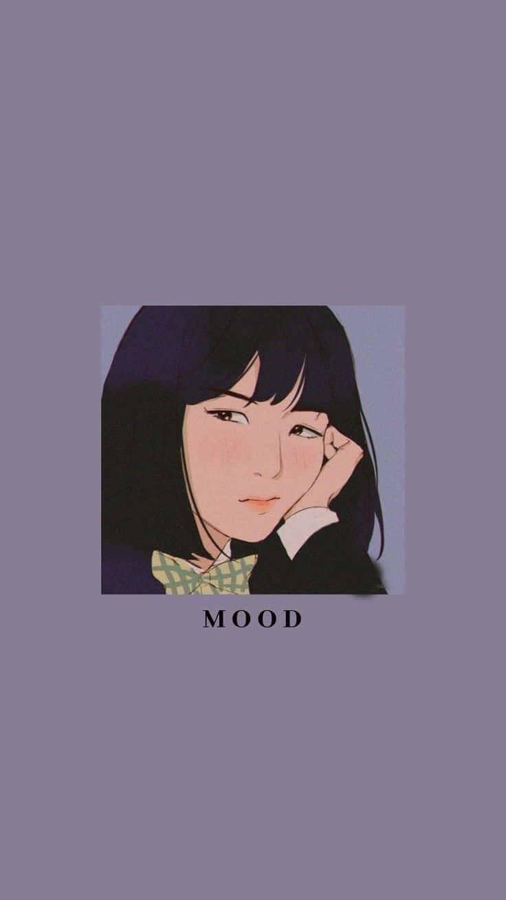 简约动漫卡通女孩心情 壁纸